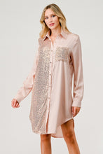 Taupe Sequin Shirt Dress