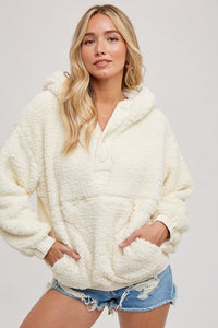 Cream Sherpa Hoodie Pullover