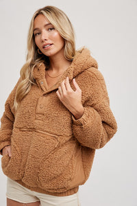 Taupe Sherpa Hoodie Pullover