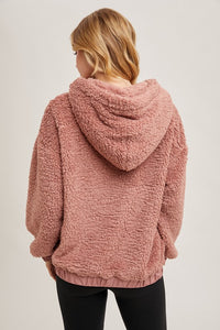 Dusty Rose Sherpa Hoodie Pullover