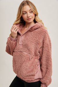 Dusty Rose Sherpa Hoodie Pullover