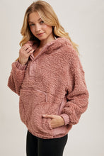 Dusty Rose Sherpa Hoodie Pullover