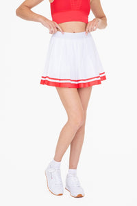 White/Hibiscus Stripe Pleated Tennis Skirt