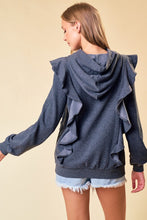 Charcoal Hoodie Ruffle Pull-Over