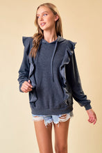 Charcoal Hoodie Ruffle Pull-Over