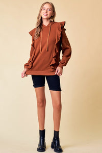 Chestnut Hoodie Ruffle Pull-Over