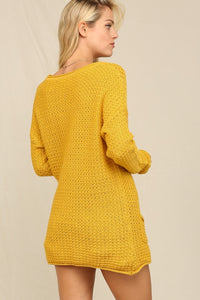 Mustard Knit Sweater With Pockets