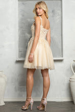 Champagne Embroidered Sweetheart Top Cocktail Dress