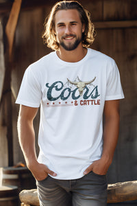 White Coors And Castle Western Graphic Tee