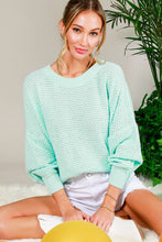 Mint Crew Neck Long Sleeve Textured Sweater Top