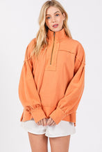 Orange Washed Terry Zipup Pullover