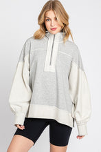 Heather Grey Washed Terry Zipup Pullover