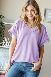 Lavender Solid Urban Ribbed Top