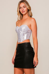 Silver Metallic Bra Seam Corset Top