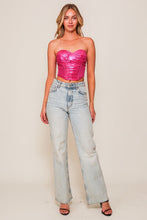 Pink Metallic Bra Seam Corset Top