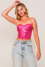 Pink Metallic Bra Seam Corset Top