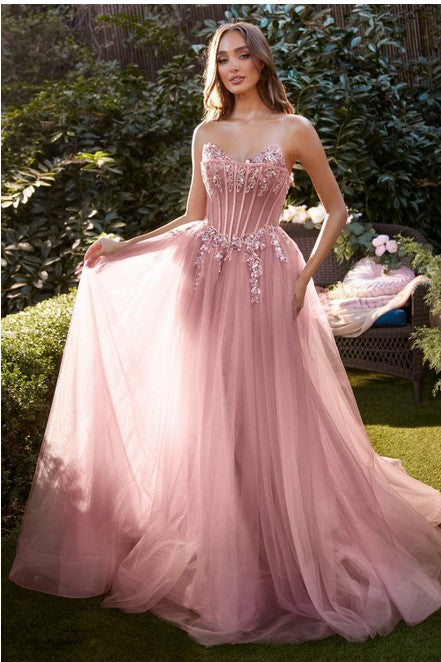 Rose Strapless A-Line Corset Gown