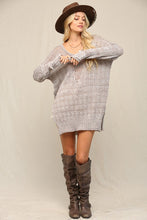 Lt Mocha Illusion V Front Pointelle Sweater