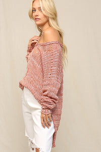 Clay Illusion V Front Pointelle Sweater