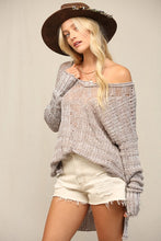 Lt Mocha Illusion V Front Pointelle Sweater