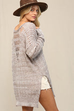 Lt Mocha Illusion V Front Pointelle Sweater