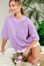 Lavender Short Sleeve Pointelle Summer Sweater Top