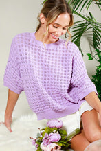 Lavender Short Sleeve Pointelle Summer Sweater Top