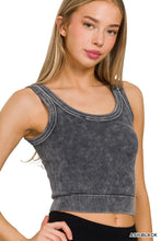 Ash Black Washed Ribbed Cropped Scoop Neck Tank Top