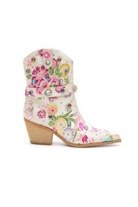 White Florence - Rhinestone Embellished Cowgirl Boots