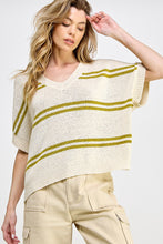 Avocado Textured Stripe V-Neck Sweater Top