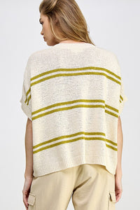 Avocado Textured Stripe V-Neck Sweater Top