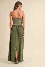 Olive Linen With Ribbed Knitted Top Combo Dress