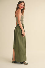 Olive Linen With Ribbed Knitted Top Combo Dress