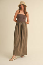 Mocha Linen With Ribbed Knitted Top Combo Dress