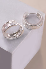 Matte Silver Mini Cutout Checker Hoop Huggie Earring