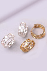 Matte Gold Mini Cutout Checker Hoop Huggie Earring