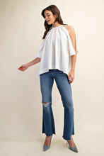 White Bow Back Sleeveless Blouse Top