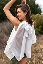 White Bow Back Sleeveless Blouse Top