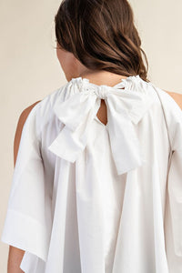 White Bow Back Sleeveless Blouse Top