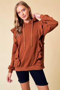 Chestnut Hoodie Ruffle Pull-Over