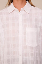 White Gingham Pattern Button Down Shirt