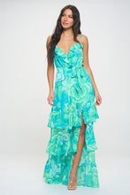 Green/Mint Sleeveless Floral Maxi Dress