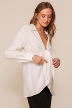 White Light Weight Open Shirt With Front Tie