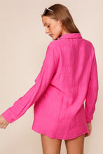 Hot Pink Light Weight Open Shirt With Front Tie