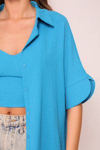 Blue Brooklyn Airflow Button Down Top