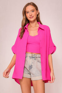 Hot Pink Brooklyn Airflow Button Down Top