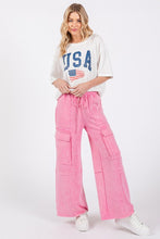 Pink Stretched Mineral Washed Cargo Pants