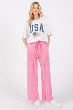 Pink Stretched Mineral Washed Cargo Pants