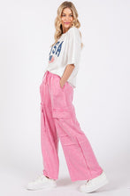 Pink Stretched Mineral Washed Cargo Pants