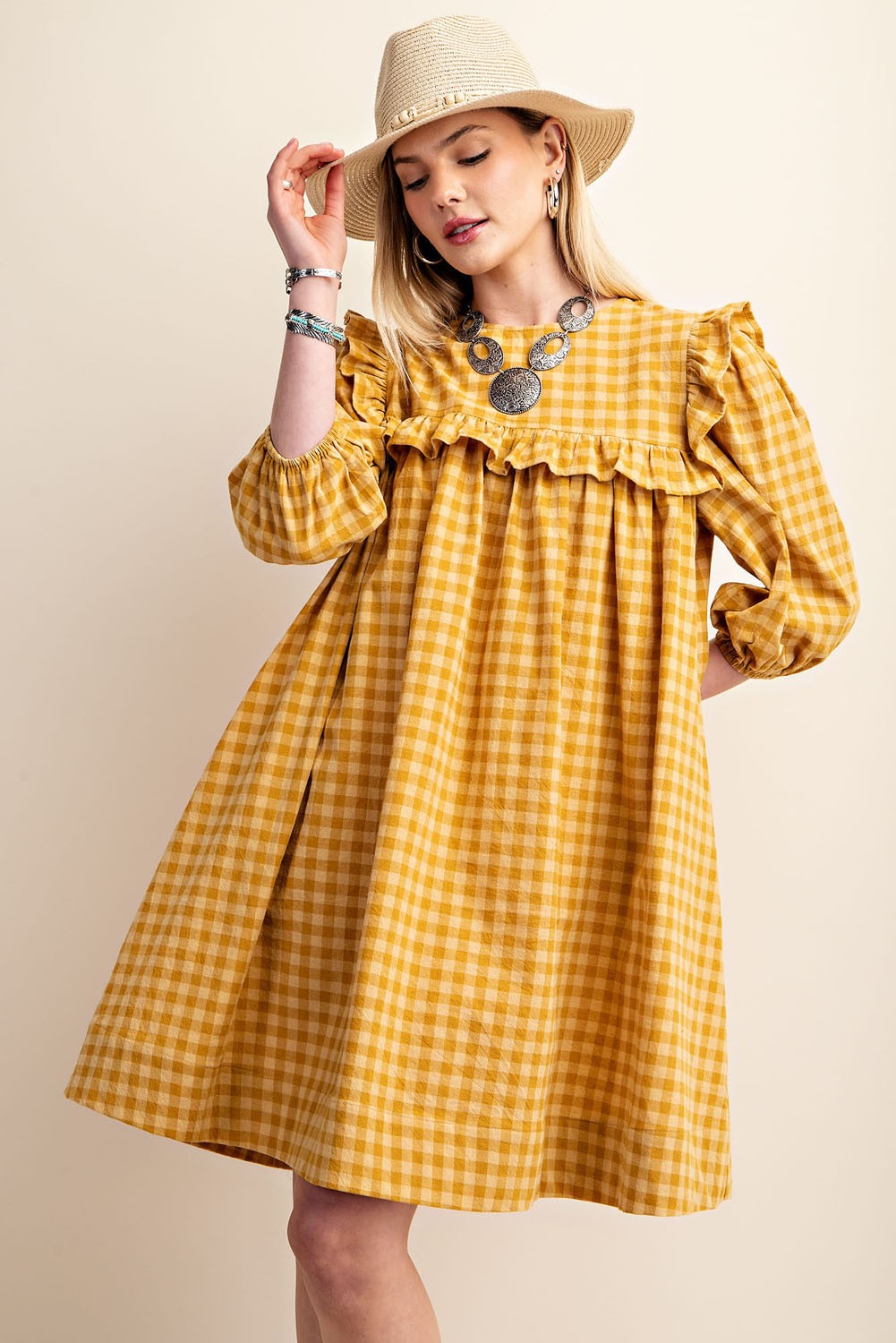 Mustard babydoll dress best sale